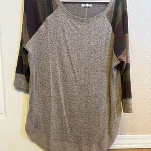 Striped Sleeve Knit Sweater